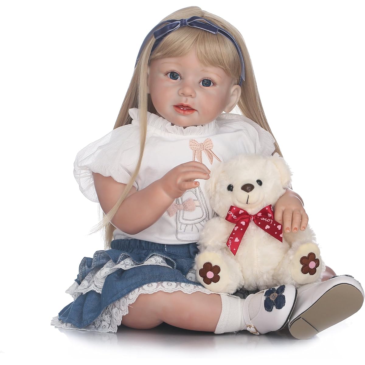 Reborn Toddler Girls Realistic 28 Inch Soft Vinyl Toddler Doll Silicone Realistic Toddler Doll for Girls Blonde Hair Cheap
