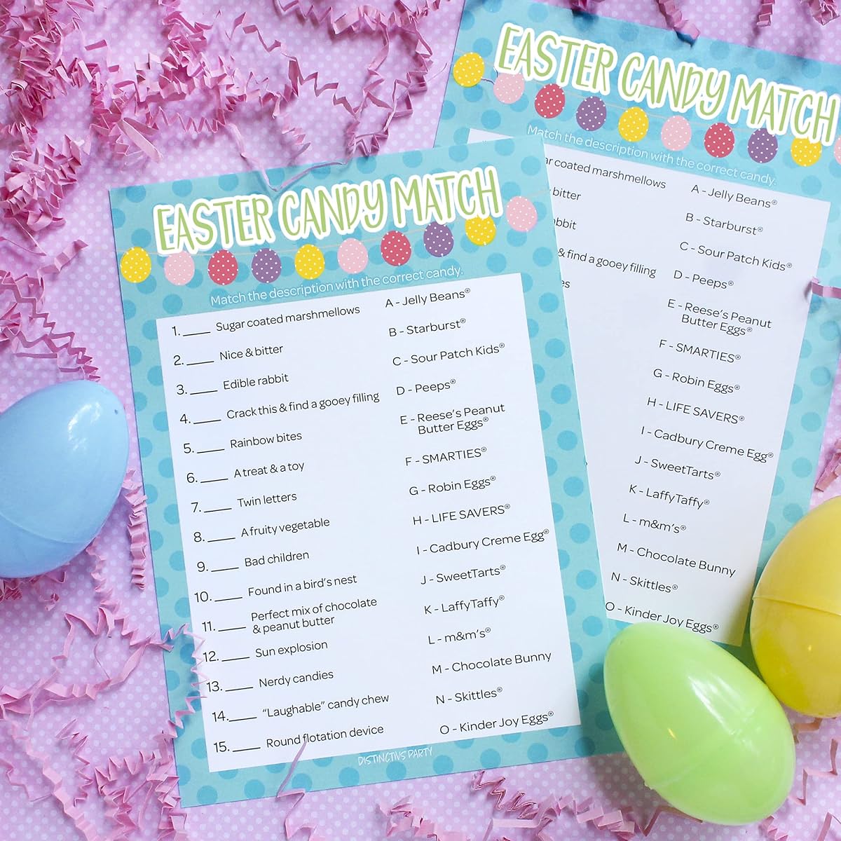 Easter Themed Candy Matching Classroom Party Game - 25 Player Cards
