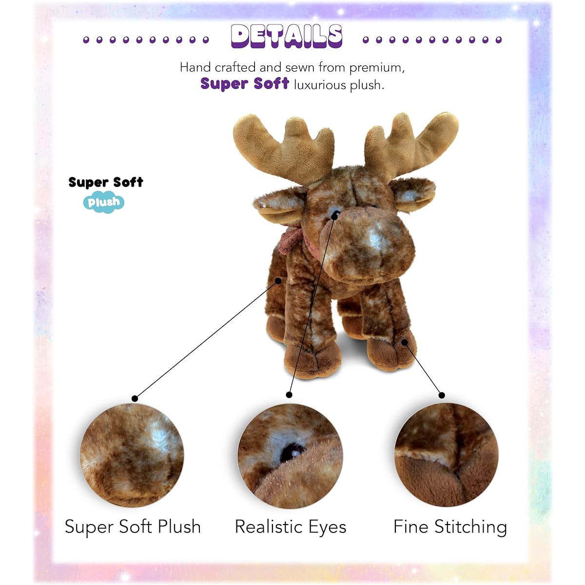 DolliBu Stuffed Animal Moose Plush Toy - Soft Huggable Standing Brown Moose Adorable Play Stuffed Animal Cute Wild Animal Gift for Kids and Adults - 13 Inch