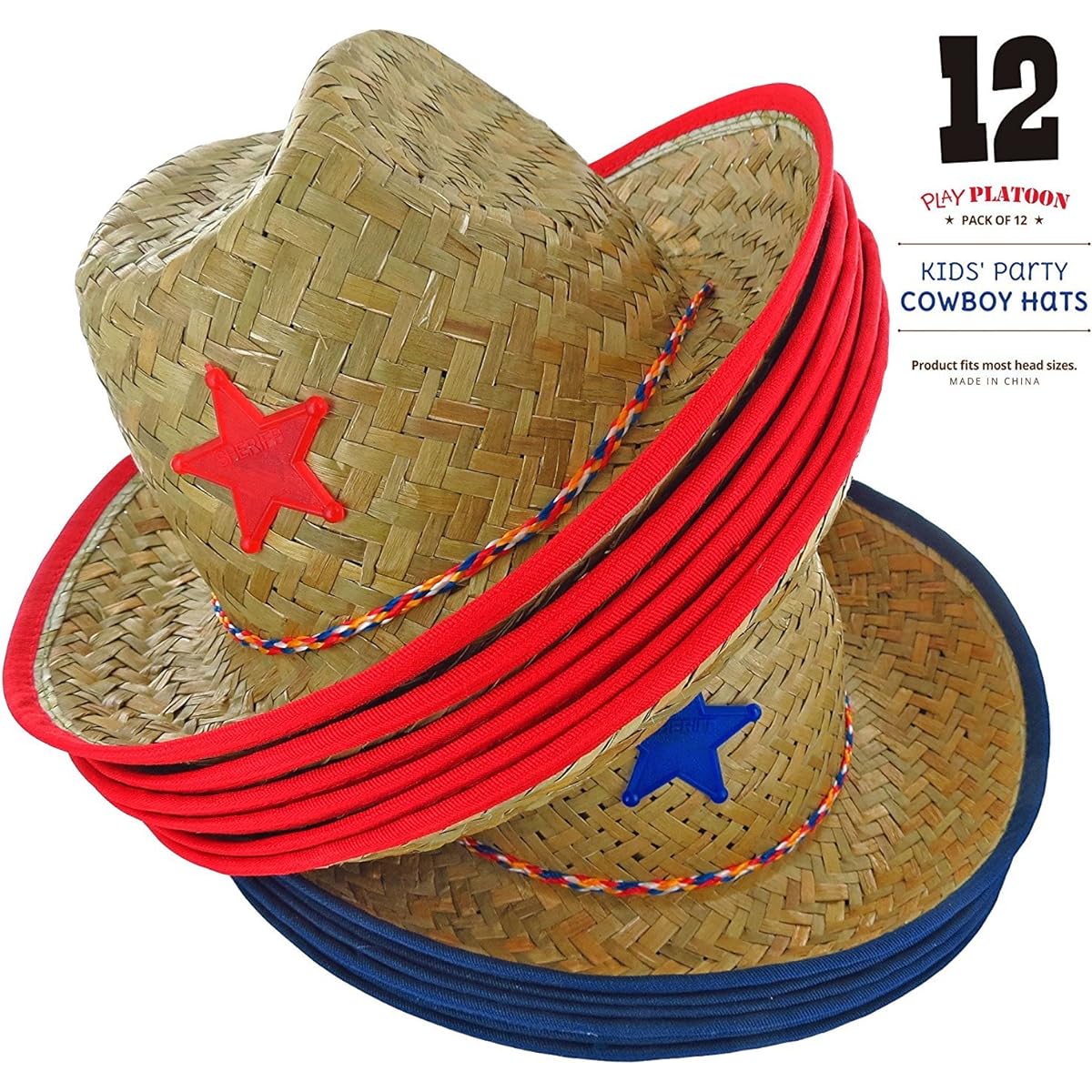 (Cowboy Hats) - Dozen Straw Cowboy Hats for Kids - Makes Great Birthday Party Hats for Boys and Girls