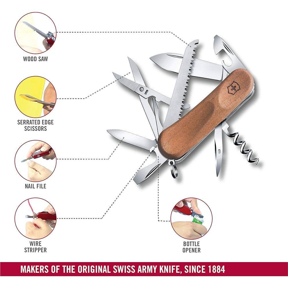 VICTORINOX Evolution Wood Swiss Army Knife Multifunctional Knife Trekking Hiking Climbing Equipment Swiss Made Multitool [Domestic Genuine Product Warranty Included]