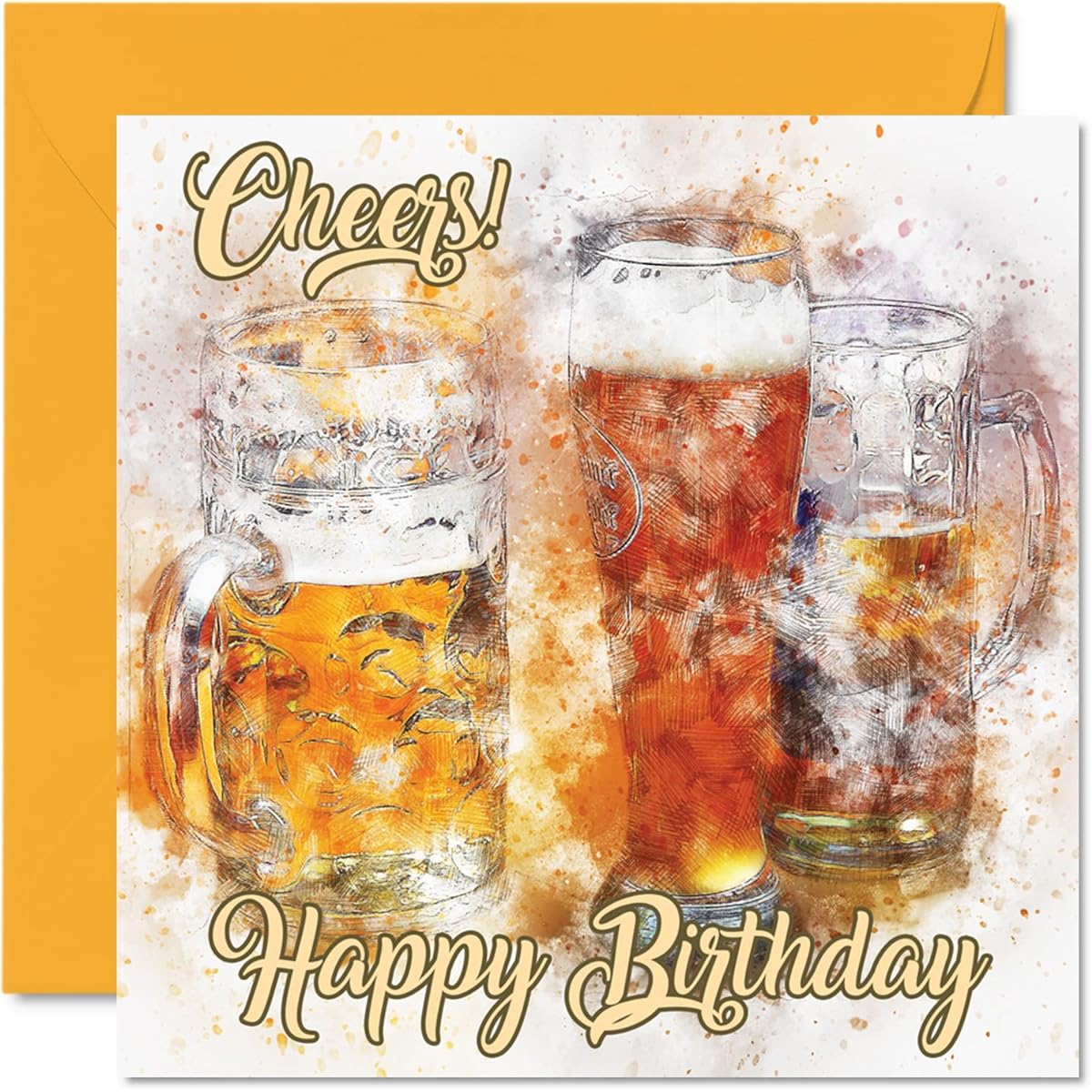 Stuff4 Beer Birthday Cards for Men - Cheers! - Birthday Gifts for Dad, Brother, Son, Grandpa, Old Man, Friend, Men 5.7 x 5.7 Inch Greeting Card Gift Men's Birthday Card