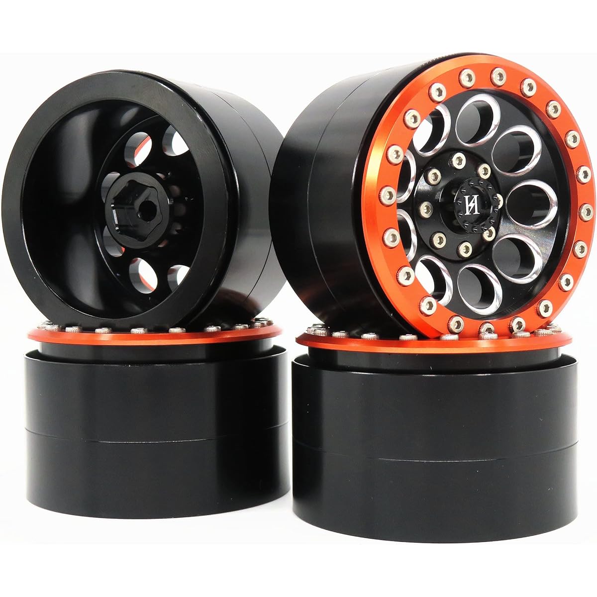 hobbysoul RC Crawler Aluminum Alloy 2.2 Beadlock Wheel Rims Hexagonal 12mm RC Crawler 2.2 Tire Tyres 4pcs