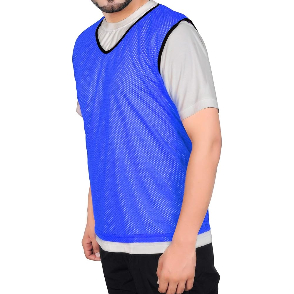 GSI Mesh Sports Training Bib/Pinny/Scrimmage/Vest for Soccer, Basketball, Soccer, Volleyball and Other Team Games (12 Pack) Large Size Blue