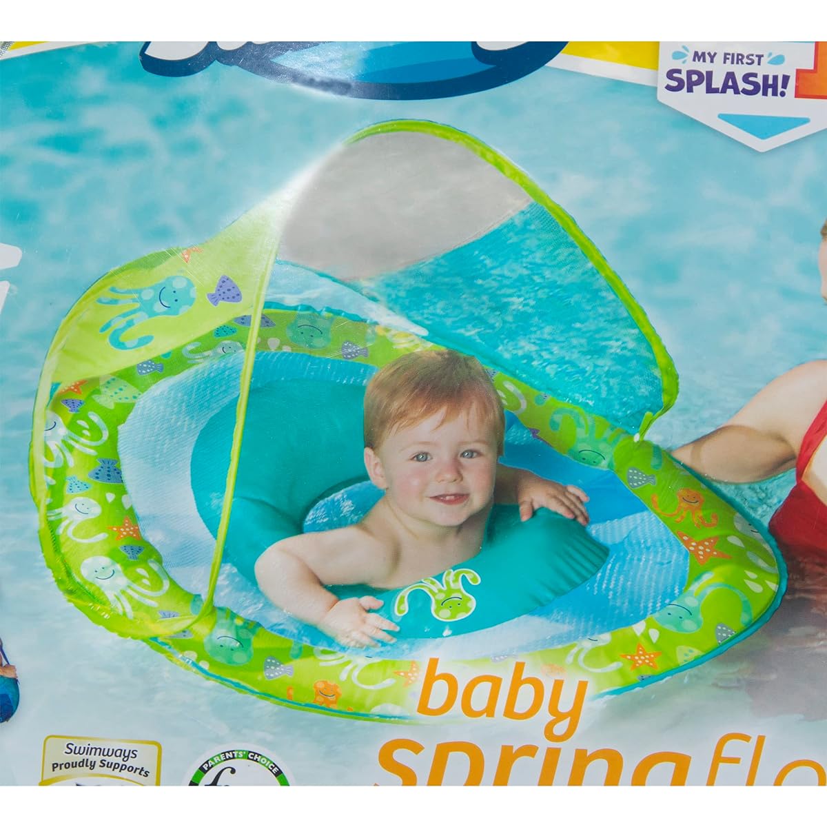 SwimWays Baby Spring Float Sun Canopy (Green Print)