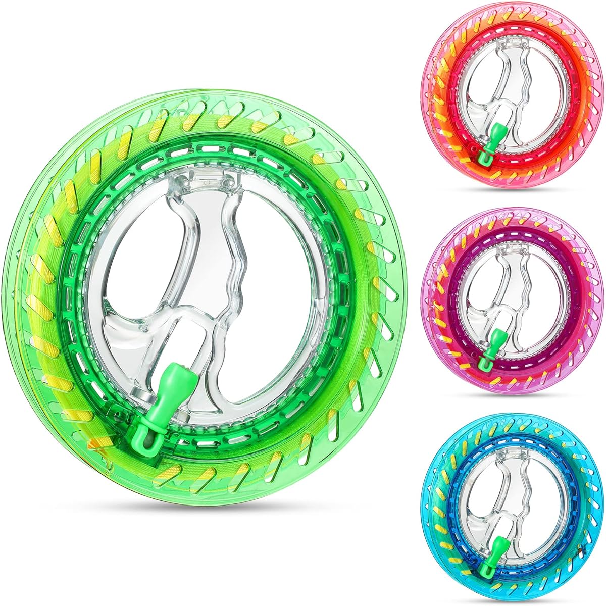 Wettarn 4 Pieces 7" Kite String with Reel Handle, Kite Reel with 200m Line, Durable Kite String Spool, Lockable Kite Winder, Kite String Swivel, Kite Flying Accessories for Kids and Adults, 4 Colors