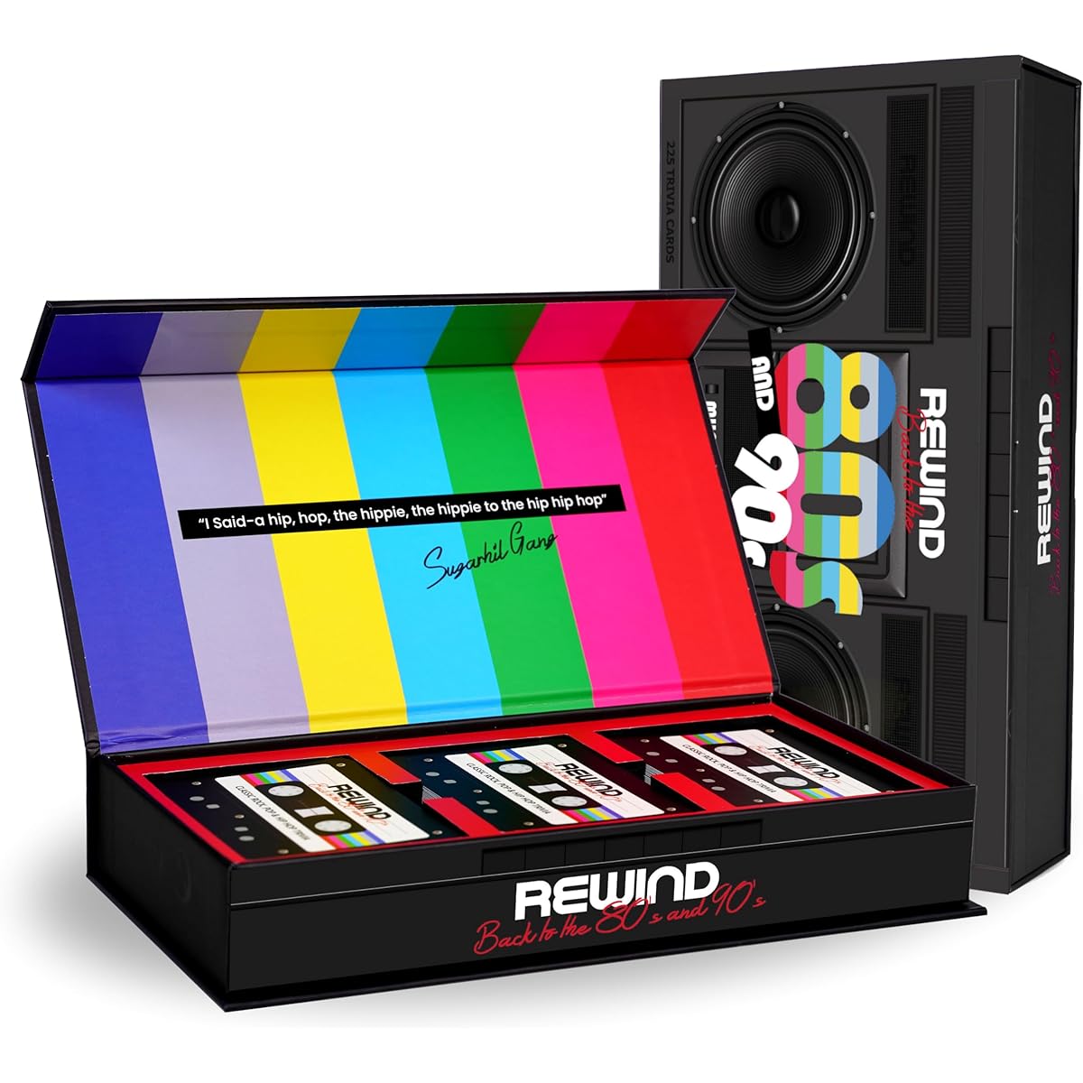 Mojo Games Rewind 80s & 90s Music Trivia Nostalgic Pop Culture Rock, Pop & Hip Hop Card Game for Family & Friends Game Night (Music Trivia)