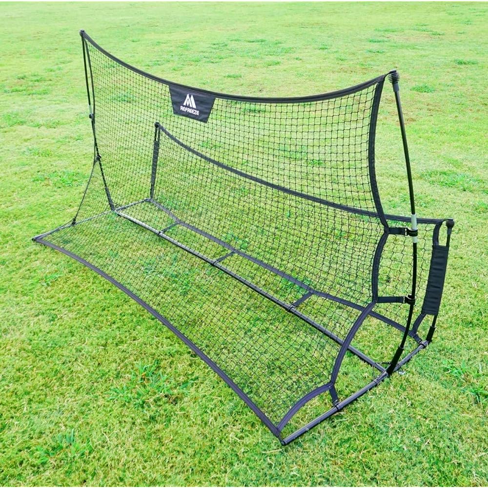 REFREEZE Portable Double Sided Rebound Net with Storage Bag Rebounder Soccer Futsal Practice Training