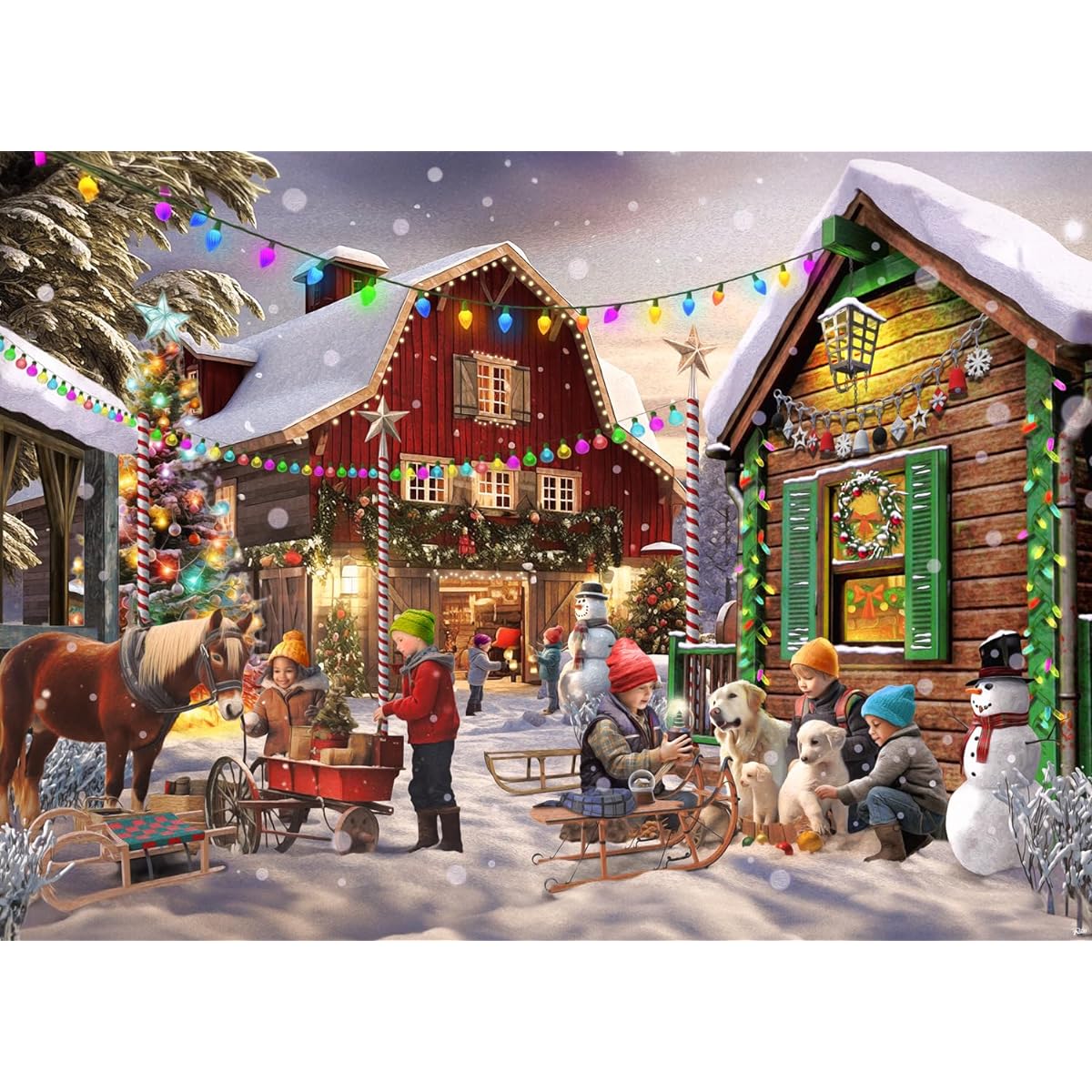 Vermont Christmas Company "Christmas Corner" Jigsaw Puzzle 1,000 Piece - Holiday Puzzle for Adults and Families - Randomly Shaped Pieces