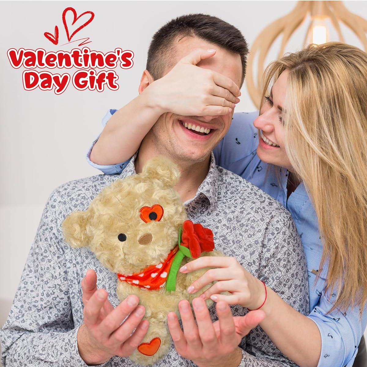 Hagusahuo Teddy Bear Plush Toy Valentine's Day Stuffed Animal with Roses Cute Teddy Doll Valentine's Day Gift for Girlfriend