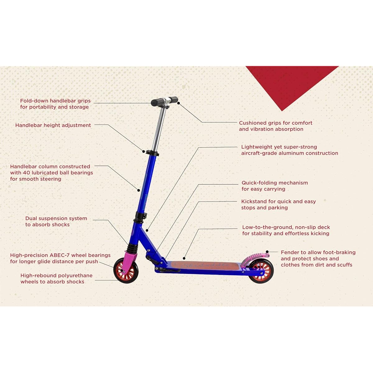 Kick Scooter for Kids | 2 Wheel Scooter for Boys | 2 Wheel Scooter for Girls | Portable Folding Scooter Kids Scooter | Foldable Kids Scooter Easy to Carry | Scooride Skeddadle