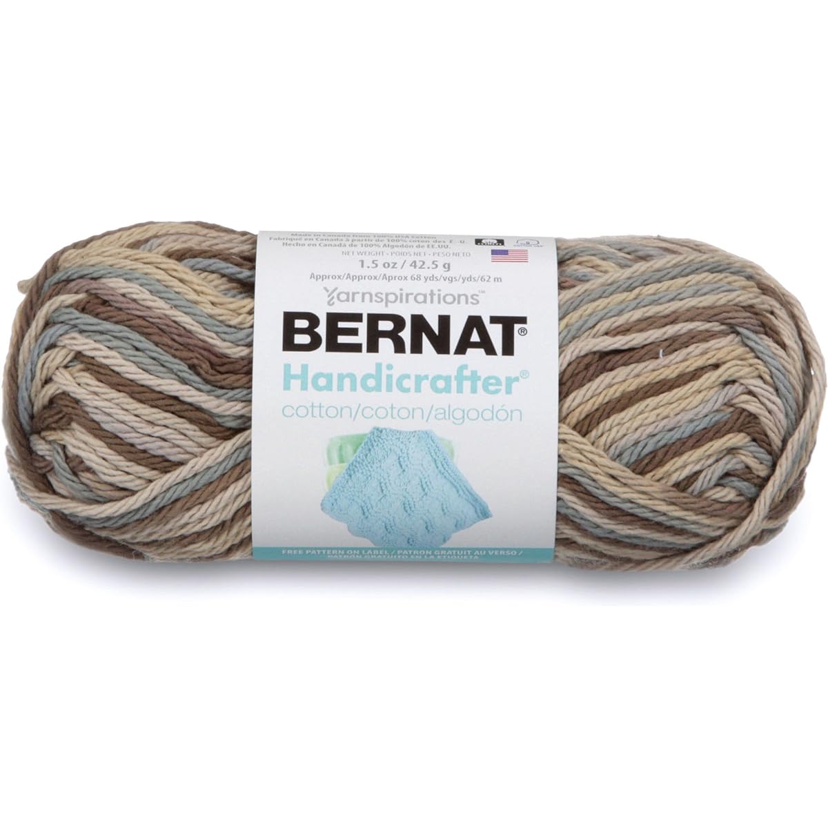 Bernat Handicrafter Cotton Ombre Yarn 1.5oz Gauge 4M 100% Cotton Earth Ombre