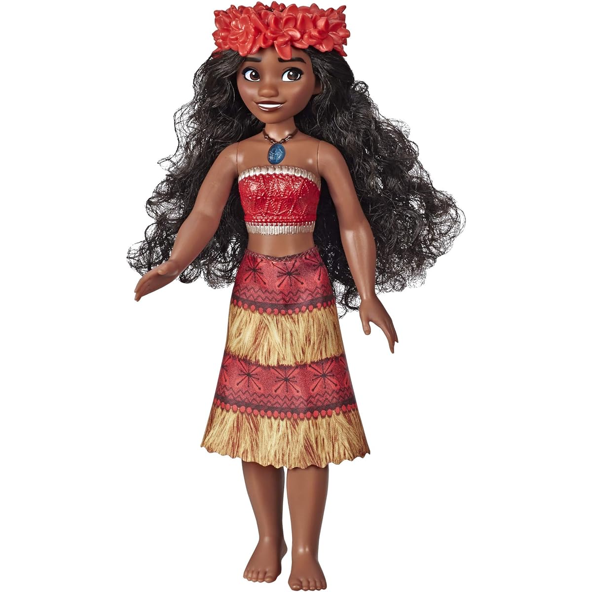 Disney Princess Musical Moana Fashion Doll with Shell Necklace Singing How Far I'll Go Toy for Ages 3+ Brown