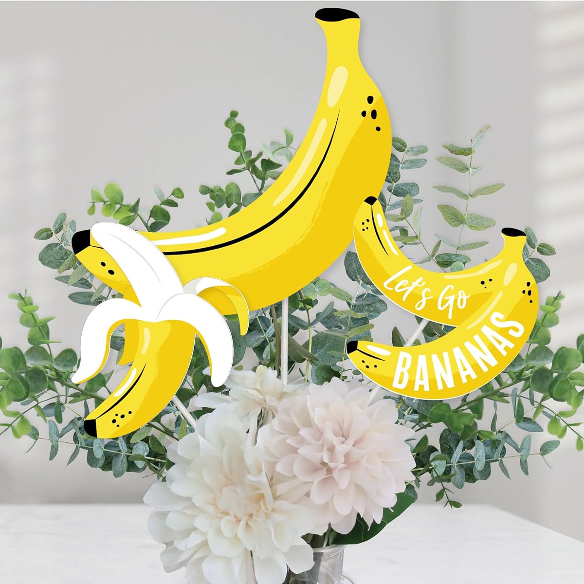 Let's Go Bananas Tropical Party Centerpiece Sticks Table Toppers, Set of 15
