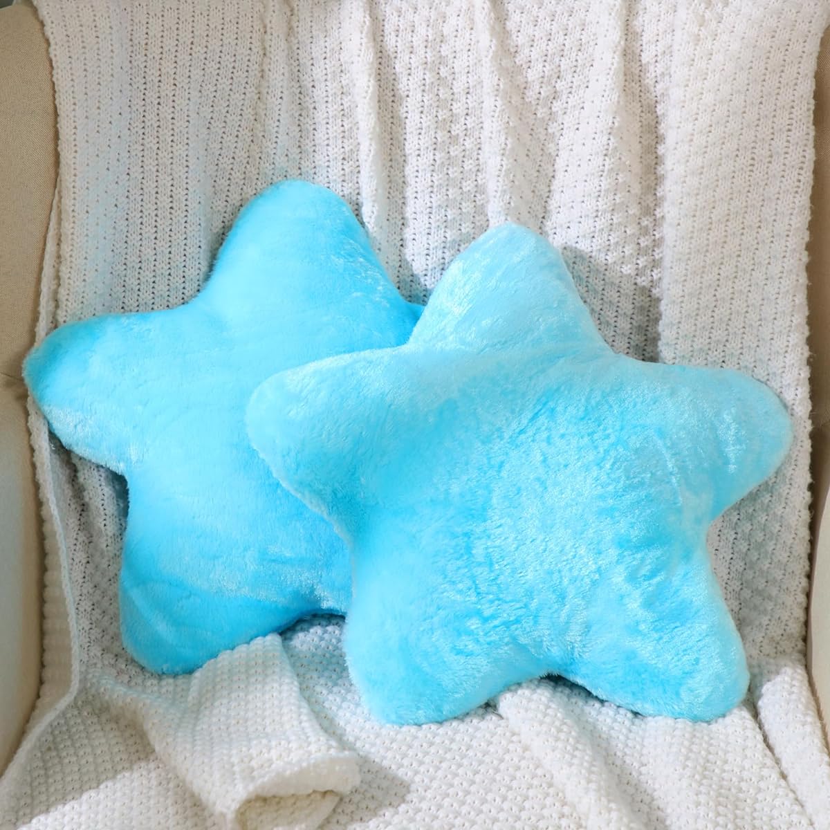 Sumind 2pcs 15.7inch Star Shape Pillow Plush Star Throw Pillow Cute Pillow Beautiful Star Cushion Decorative Toy Gift Room Decor for Boys Girls Bedroom Sofa Chair (Blue)