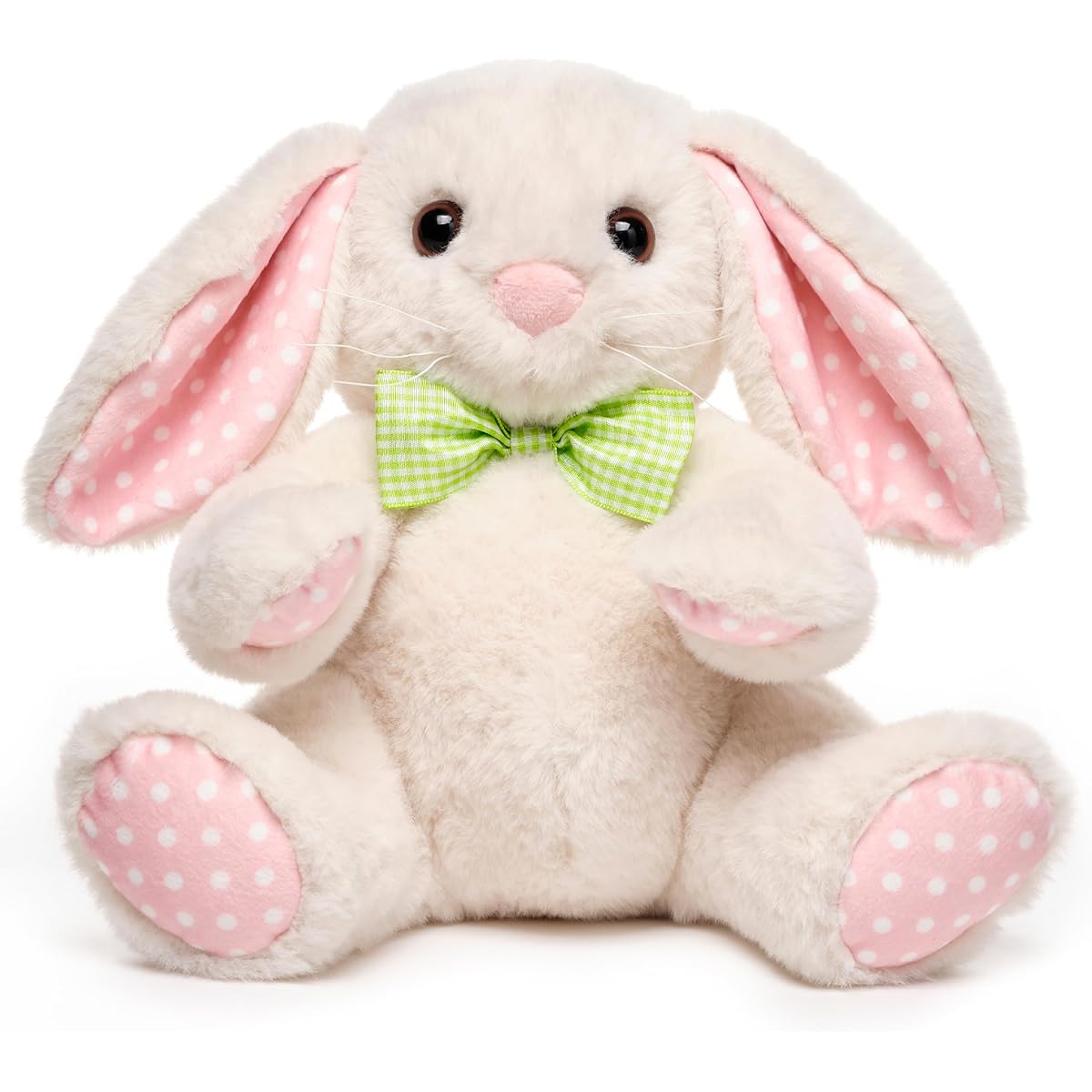 Bearington Pink Stuffed Bunny Easter Gift for Kids Plush Easter Basket Toy Strawberry Flop