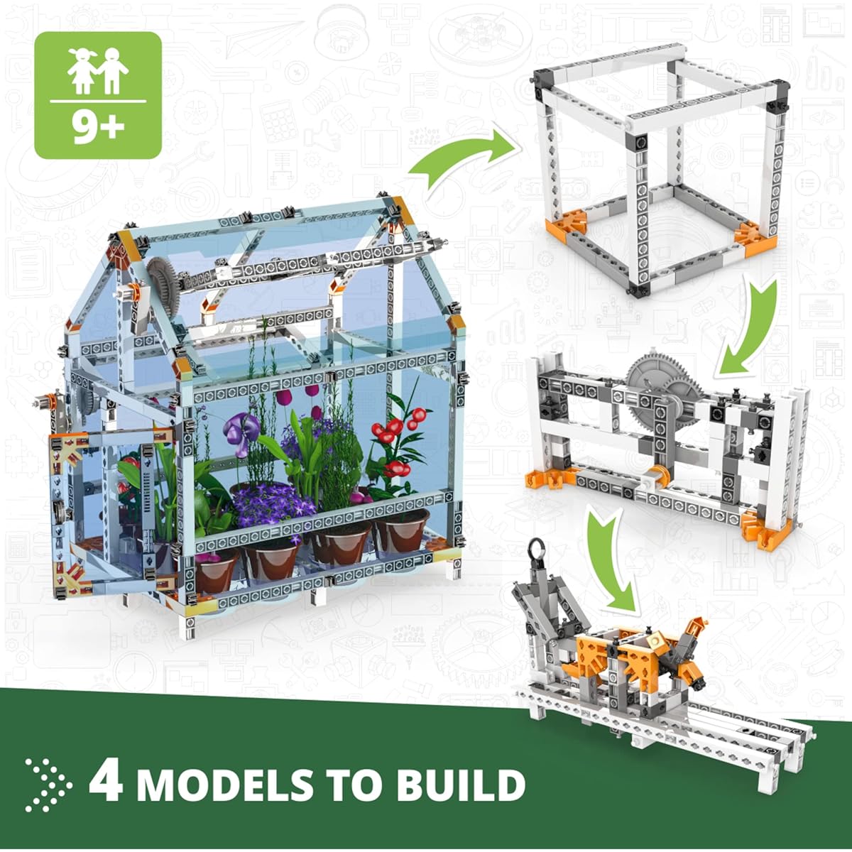 Engino Discovering STEM Plant Lab | Build a Greenhouse | Illustrated Instructions | Theory & Facts | Experimental Activities | STEM Construction Kit