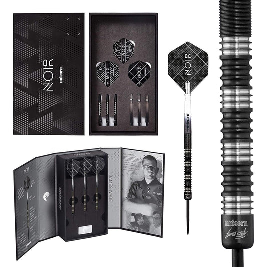 Unicorn Darts James Wade - Noir 90% Tungsten Steel Tip Darts, Black, 22 g