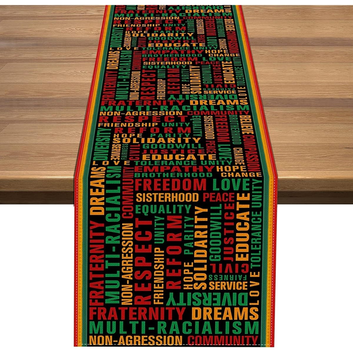 Nepnuser Juneteenth Table Runner 108" Length Black History Month Pride Party Decor Dining Room Kitchen Home Decor