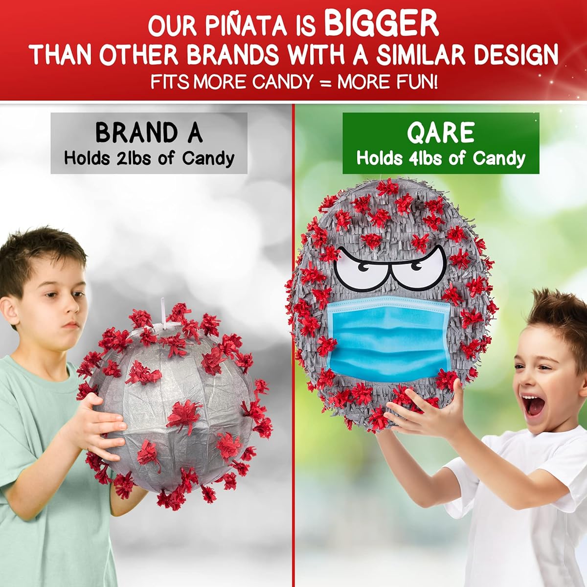 Funny Monster19 Pinata - Holds 4 lbs of Candy - Sturdy - 16.4 x 12.4 x 3.5 Inches - Fun for Both Kids and Adults - Great for Birthdays - Bring smiles and laughter to your party with this pinata.