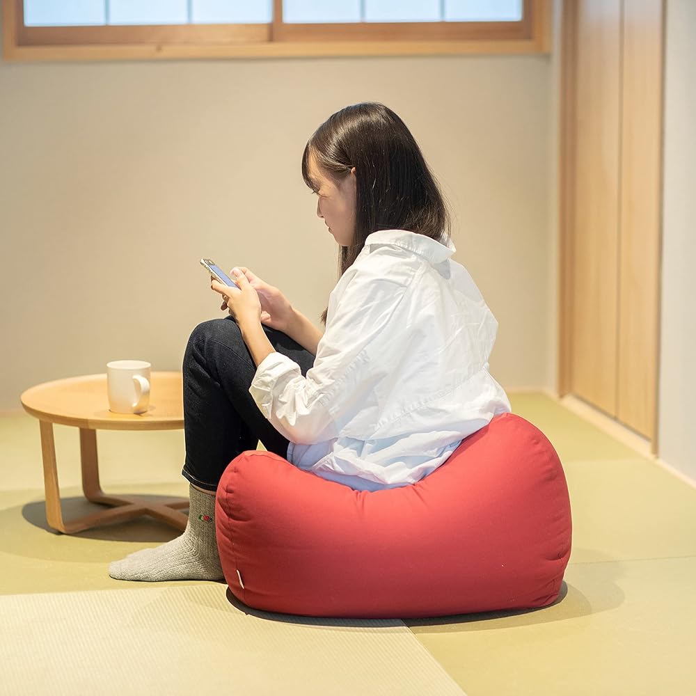 MOGU triangular fit seat button body (with cover) brown, floor cushion, cushion, brown, approx. 58 x 58 x 26 cm