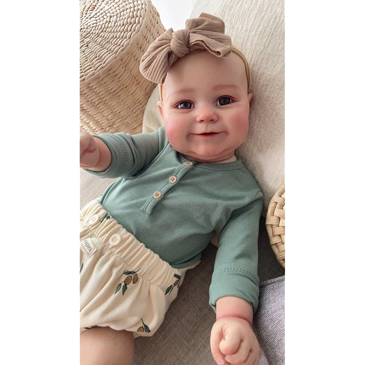 Big Reborn Toddler Baby Doll Girl 24 Inch Realistic Looking Soft Silicone Newborn Doll Lifelike Hairless Happy Bebe Weighted Cuddly Toy Gift for Kids