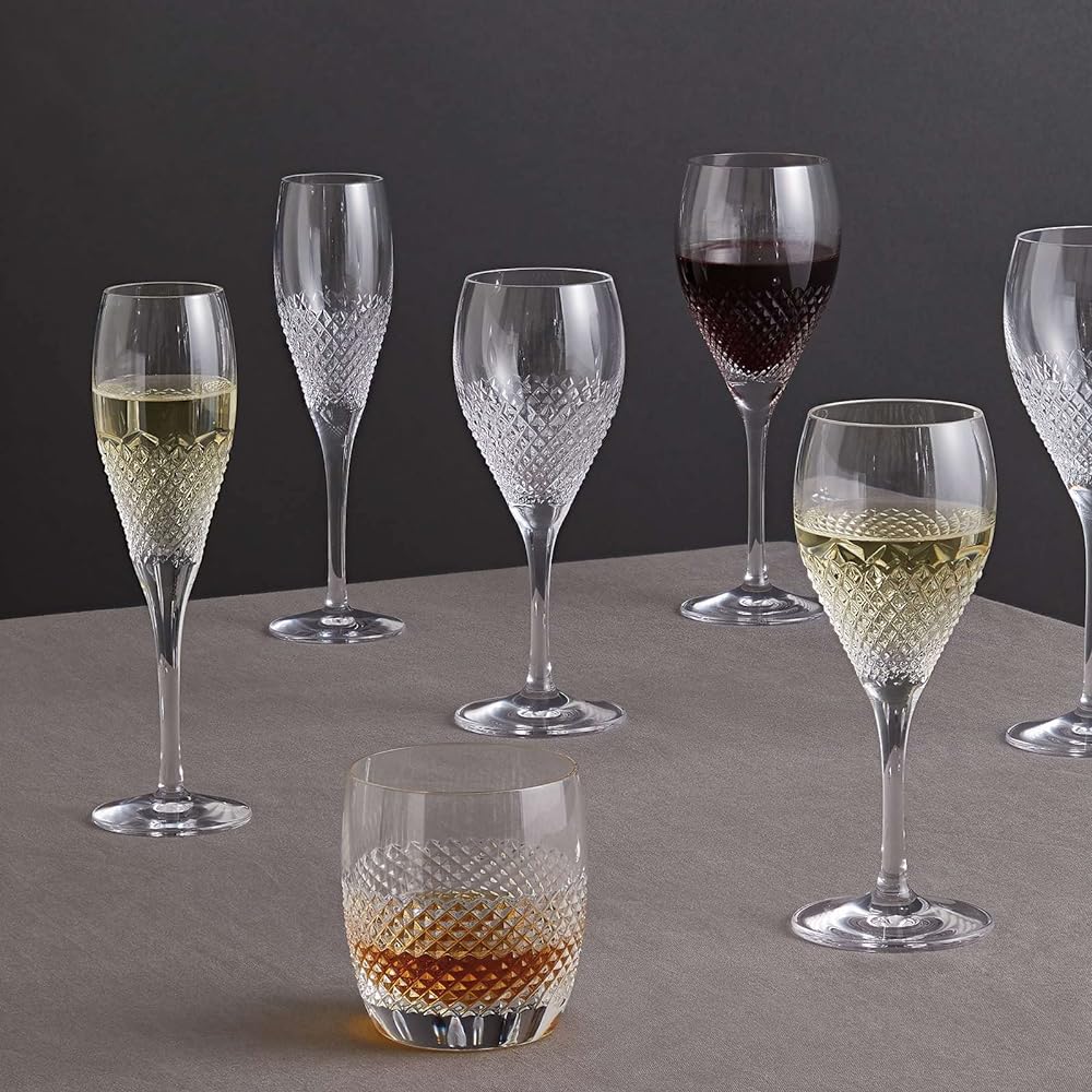 [Regular Imported Product] Wedgwood Vera Wang Diamond Mosaic Wine Glass Pair Height 22cm Wedding Gift 1065056