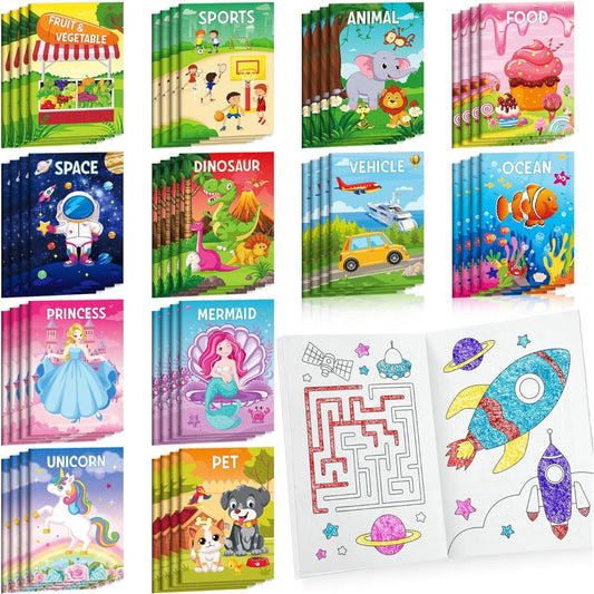 48 Coloring Books for Kids Party Favors Bulk Buy Mini Coloring Books for Ages 2-4-8-12 Tiny Activity Books Unicorn Dinosaur Mermaid Animals Birthday Party Gifts Goodie Bag Stuffers Classroom Travel