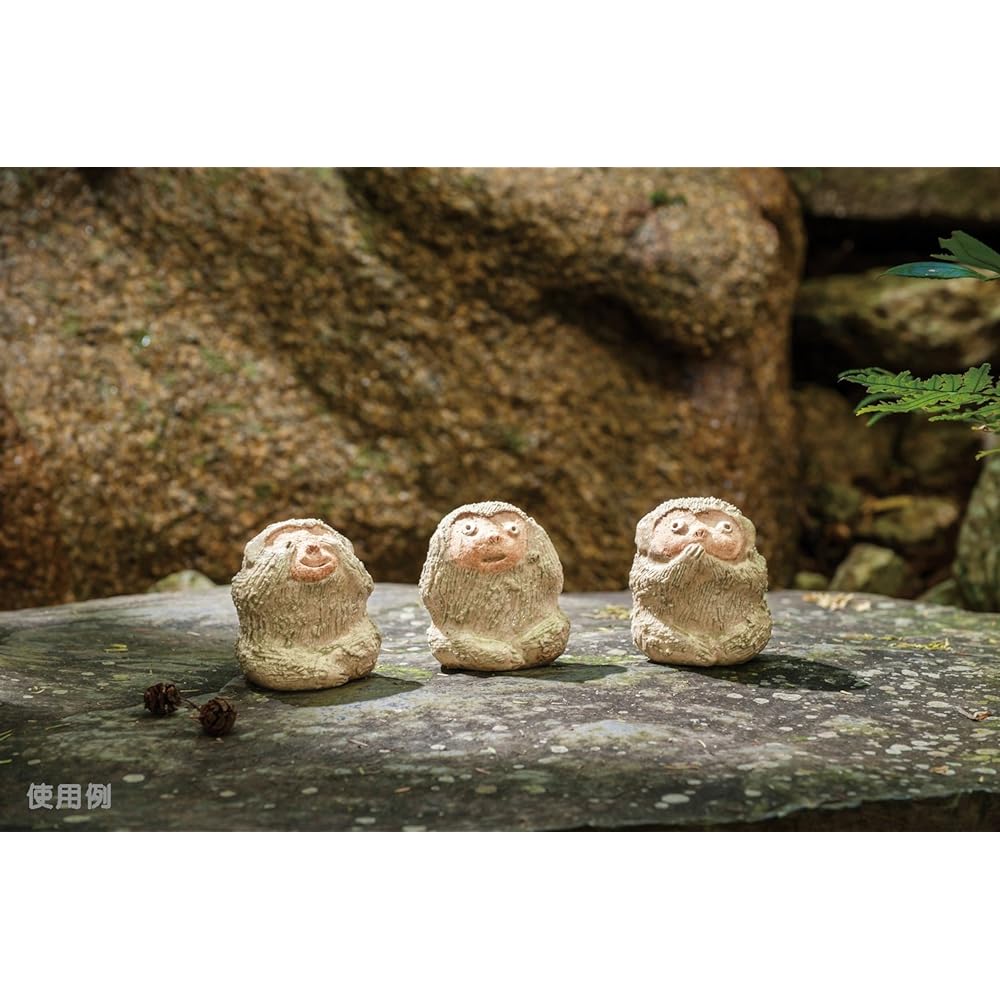 Marui Seito Shigaraki Ware Hechimon Arado Ornament Three Monkeys