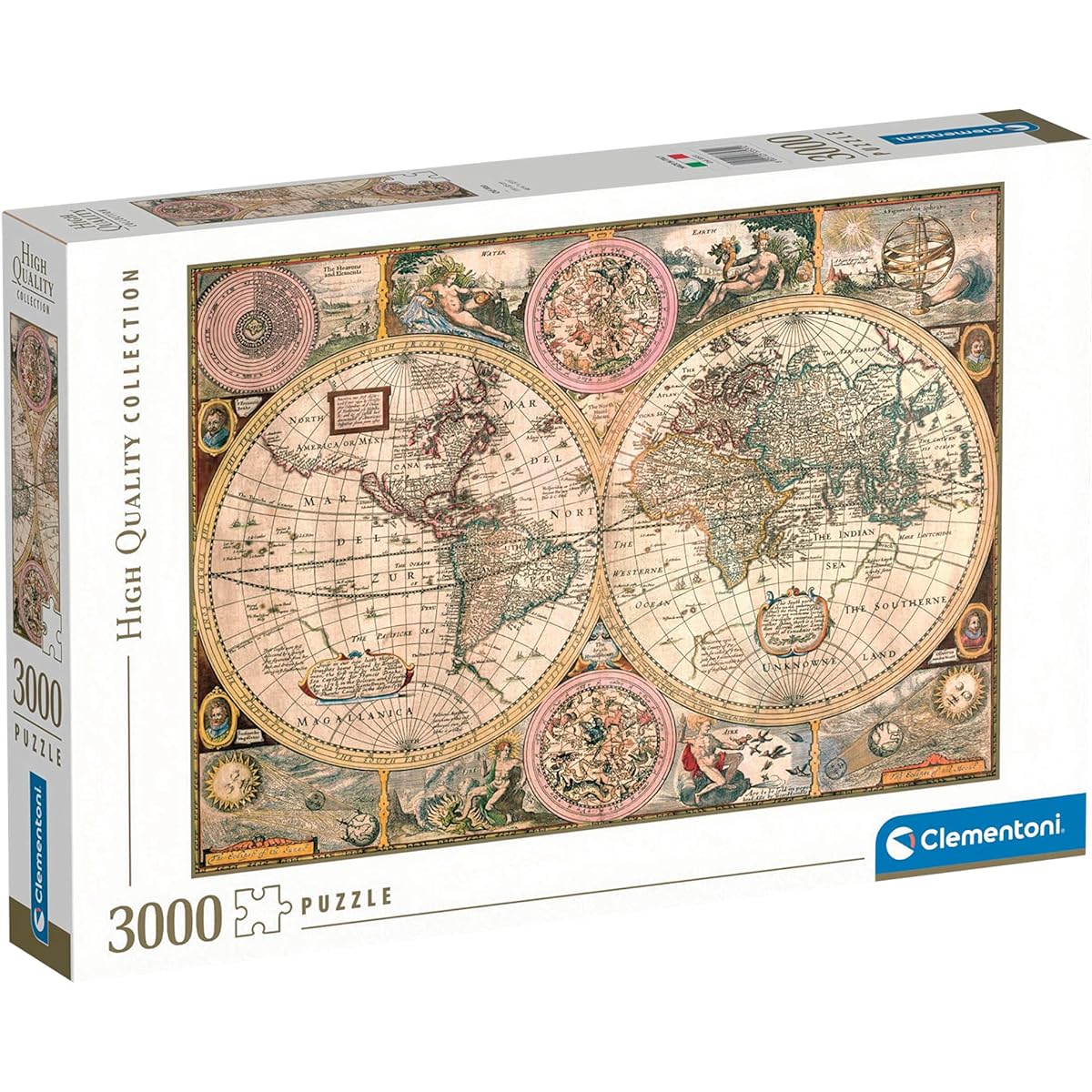 Clementoni 3000 Piece Jigsaw Puzzle Antique Style Old World Map 83 x 114 cm 33531