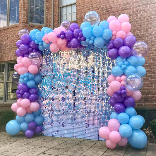 24 Pack Glittering Wall Backdrops Party Decorations Glittering Wall Panels Sequin Wall Panels for Wedding Anniversary Birthday Graduation Engagement Bachelorette (Blue and Purple)