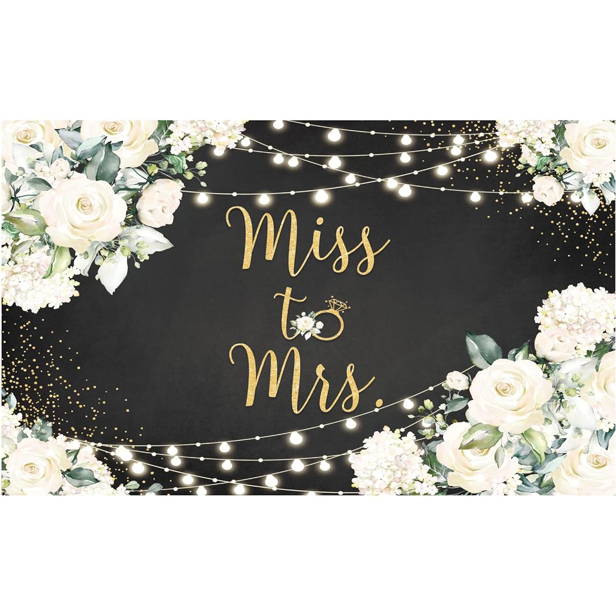Allenjoy White Floral Bridal Shower Decoration Backdrop Miss to Mrs Backdrop Couple Engagement Wedding Bride and Groom Anniversary Party Supplies Photo Booth Props