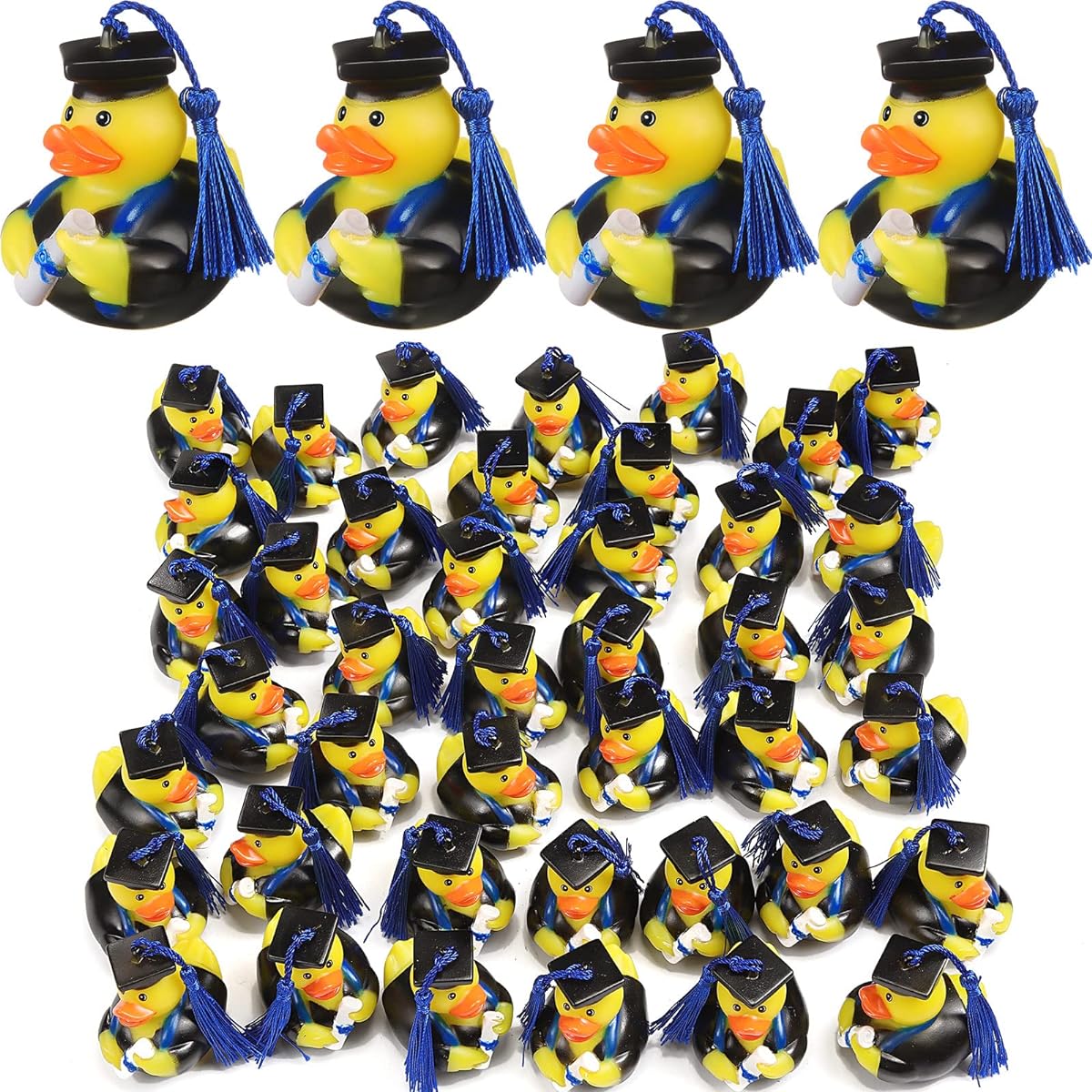 Lewtemi Graduation Rubber Duck 2023 Graduate Rubber Duck Graduation Duck Bulk Cake Topper Student Bathtub Swimming Pool Theme Party Favors 2.5 x 2.5 x 2 inches (Black, Blue)
