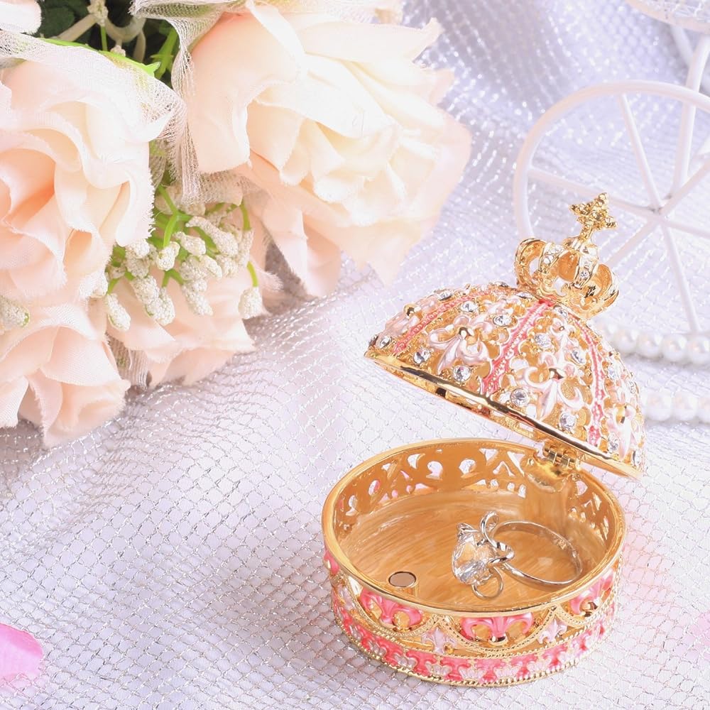 Top brand of crystal jewelry boxes Piearth <Crown (pink) Crown> Jewelry box [Pierth directly managed shop]