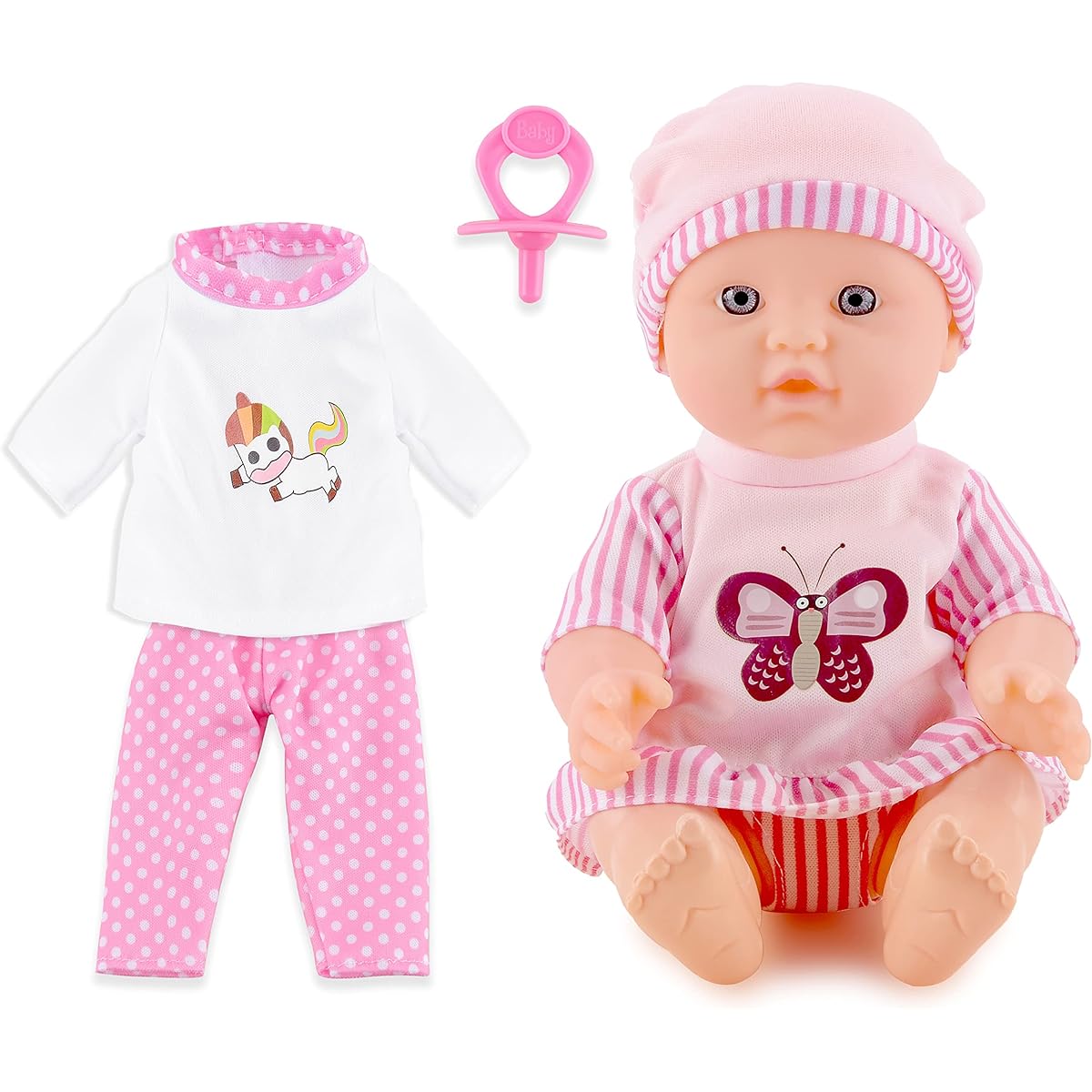 Baby Doll for 2 Year Old Girls 12 Inch Baby Doll with Pink Romper and Hat Washable Doll Accessories Christmas Birthday Gift First Baby Doll Toy 24 Months+