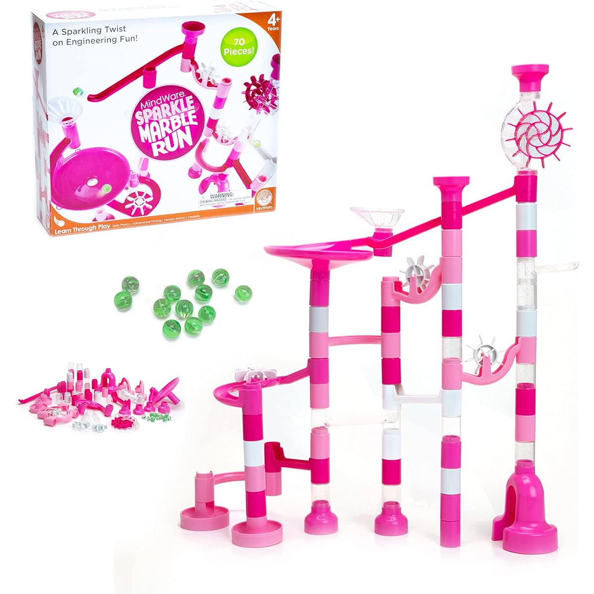 MindWare Sparkle Marble Run - Sparkling Twisted Engineering Fun - Great Gift for Kids