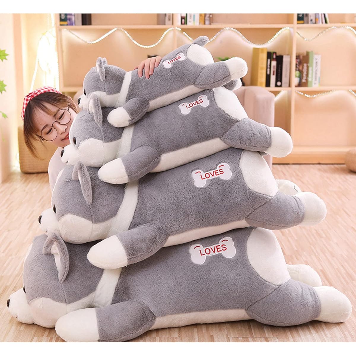 [LSDZW] Dog Body Pillow Cushion Corgi Plush Toy Extra Large Fluffy Soft Cute Gift Dog Plush Toy Sleeping Pillow Corgi Body Pillow Interior Christmas Gift Birthday Gift Toy 120cm Cute Gray Plush Toy Multifunctional