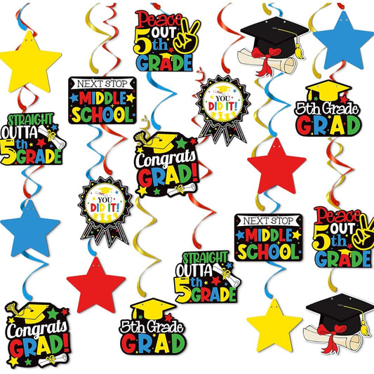 5th Grade Graduation Hanging Swirl 5th Grade Graduation Decorations 2023 Boys Girls 5th Grade Graduation Party Supplies 2023 5th Grade Graduation Party Decorations - 20 Pack