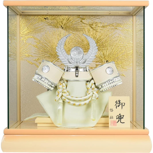 May Dolls, Helmet Decoration of a Famous General, Tokugawa Ieyasu's Silver Helmet, No. 8, Thin Wood Fukigaeshi, Panorama Case Decoration
