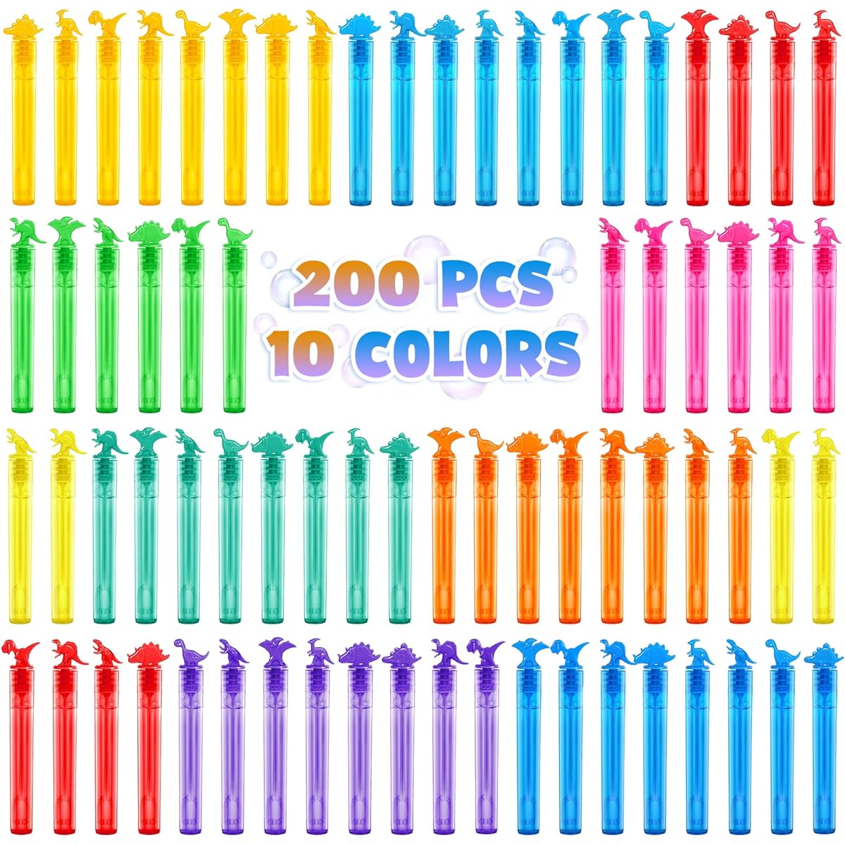 200pcs Mini Bubble Wands for Kids Bubble Party Favors Dinosaur Toys Bulk Theme Birthday Wedding School Class Prizes Christmas New Year Carnival Prizes Summer Bubble Toys for Girls and Boys