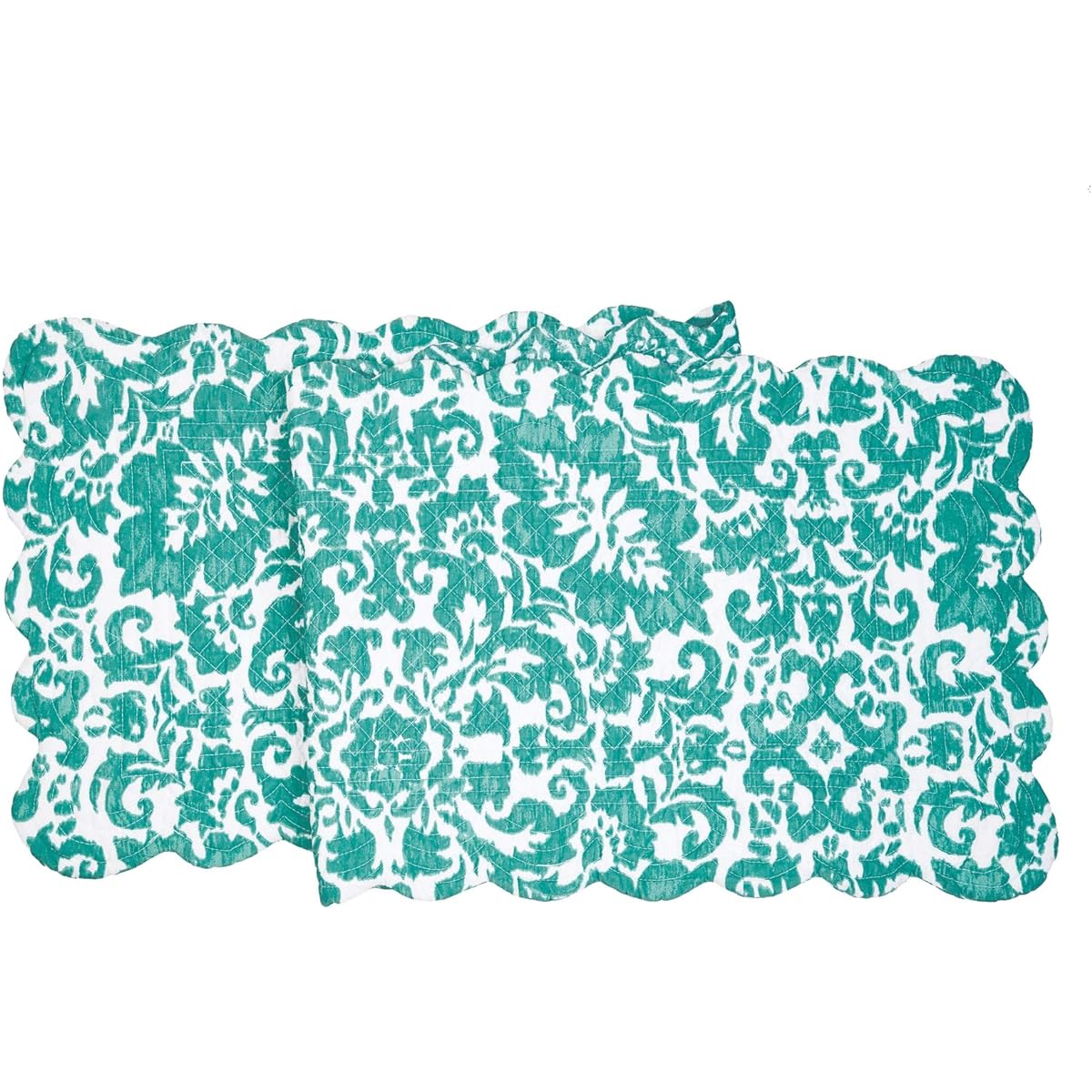 C&F Home Madison Aqua Quilted Table Runner Cotton Table Linen Bohemian Geometric Spring Summer Everyday Table Runner Blue