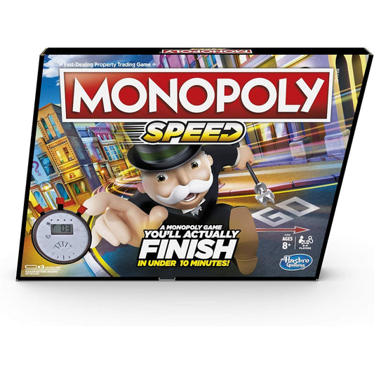 MONOPOLY SPEED - Monopoly Board Game, Less Than 10 Minutes Play Time, 2-4 Player Game - Ages 8+