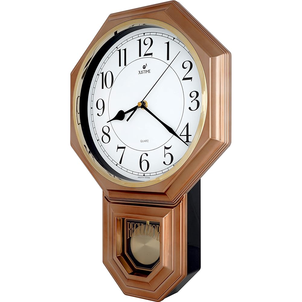 JUSTIME School House Pendulum Clock Wall Clock with Pendulum Chiming Westminster Melody Wall Clock Wall Clock Wall Clock