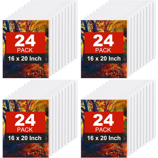 Tenceur 24 Canvas Panels Bulk 16 x 20 Inch White Canvas for Painting 100% Cotton Blank Canvas Boards for Kids Art Supplies Panels for Oil, Acrylic, Watercolor Paints