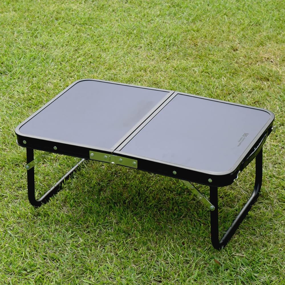Entrex Outdoor Table BCL 585 Four Double 60 x 40cm Folding Camping Low Table Compact Small Low Bifold Gray