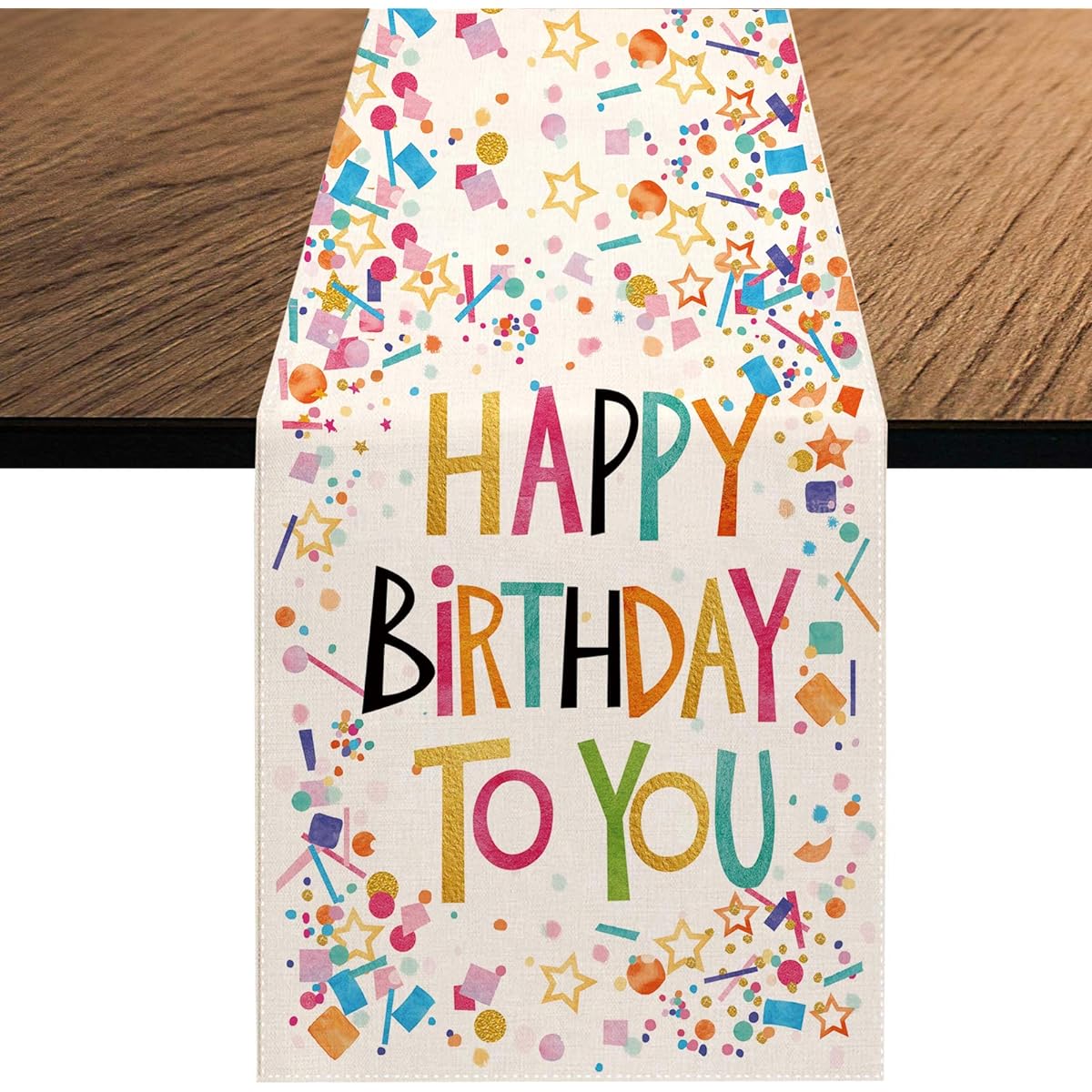 Secarond Happy Birthday Table Runner, Spring Summer Holiday Dining Table Runner Home Party Decoration 13x108inch