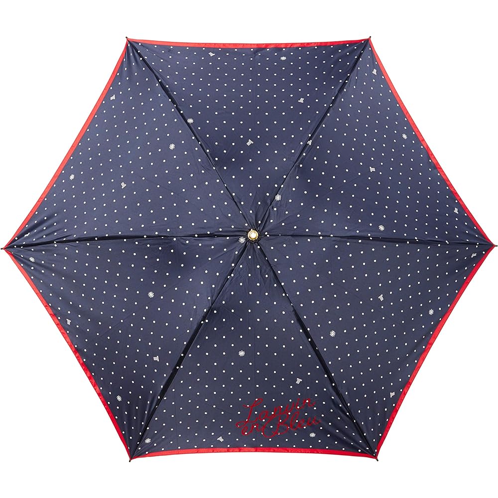[Moonbat] Folding Umbrella LANVIN en Blue Rain Umbrella Folding Umbrella Satin Print Dot Pattern Ladies Fashionable Navy Blue Rib Length: Approx. 55cm