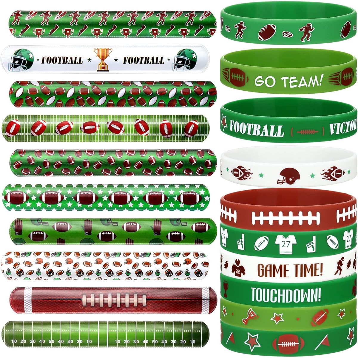 60 Pieces Football Bracelets for Kids Football Party Favors 30 Pieces Football Motivational Silicone Bracelets 30 Pieces Soccer Slap Bracelets Sports Themed Birthday Football Party Supplies