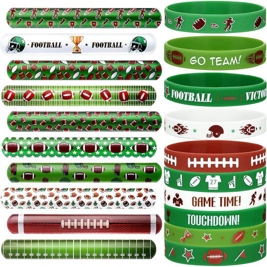 60 Pieces Football Bracelets for Kids Football Party Favors 30 Pieces Football Motivational Silicone Bracelets 30 Pieces Soccer Slap Bracelets Sports Themed Birthday Football Party Supplies