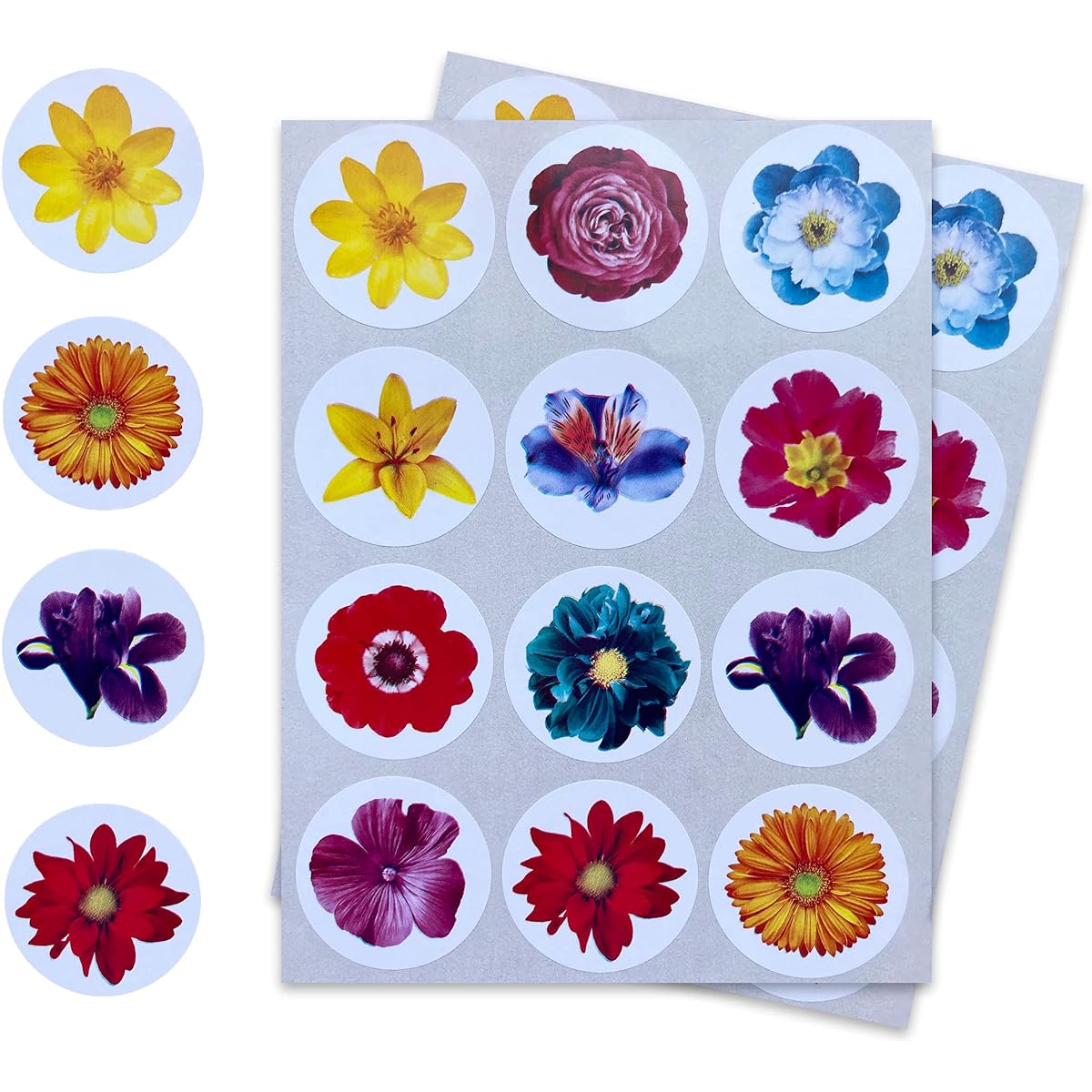 Royal Green Colorful Floral Stickers for Arts & Crafts Real Flower Sticker Set - Pack of 120
